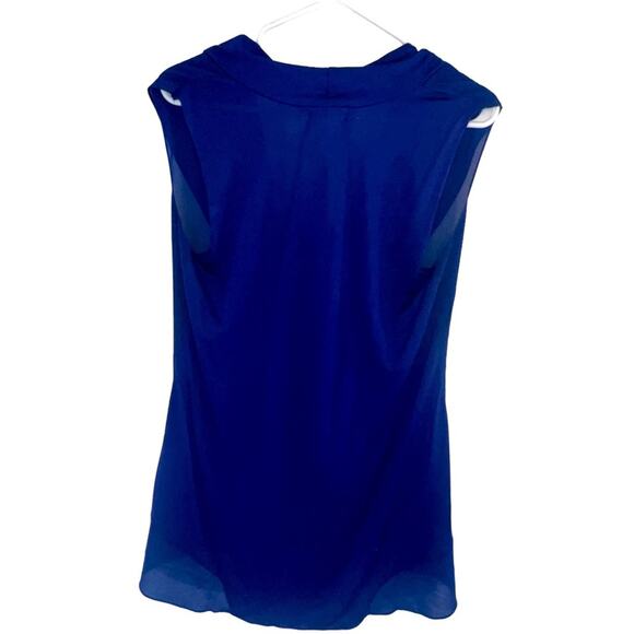Venus sleeveless asymmetrical angled ruffled front top size S solid bright Royal - Picture 2 of 3